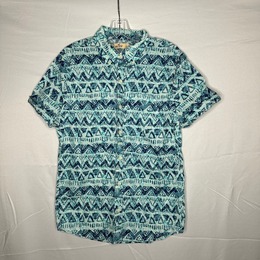 Hollister Blue Tribal Hawaiian Shirt